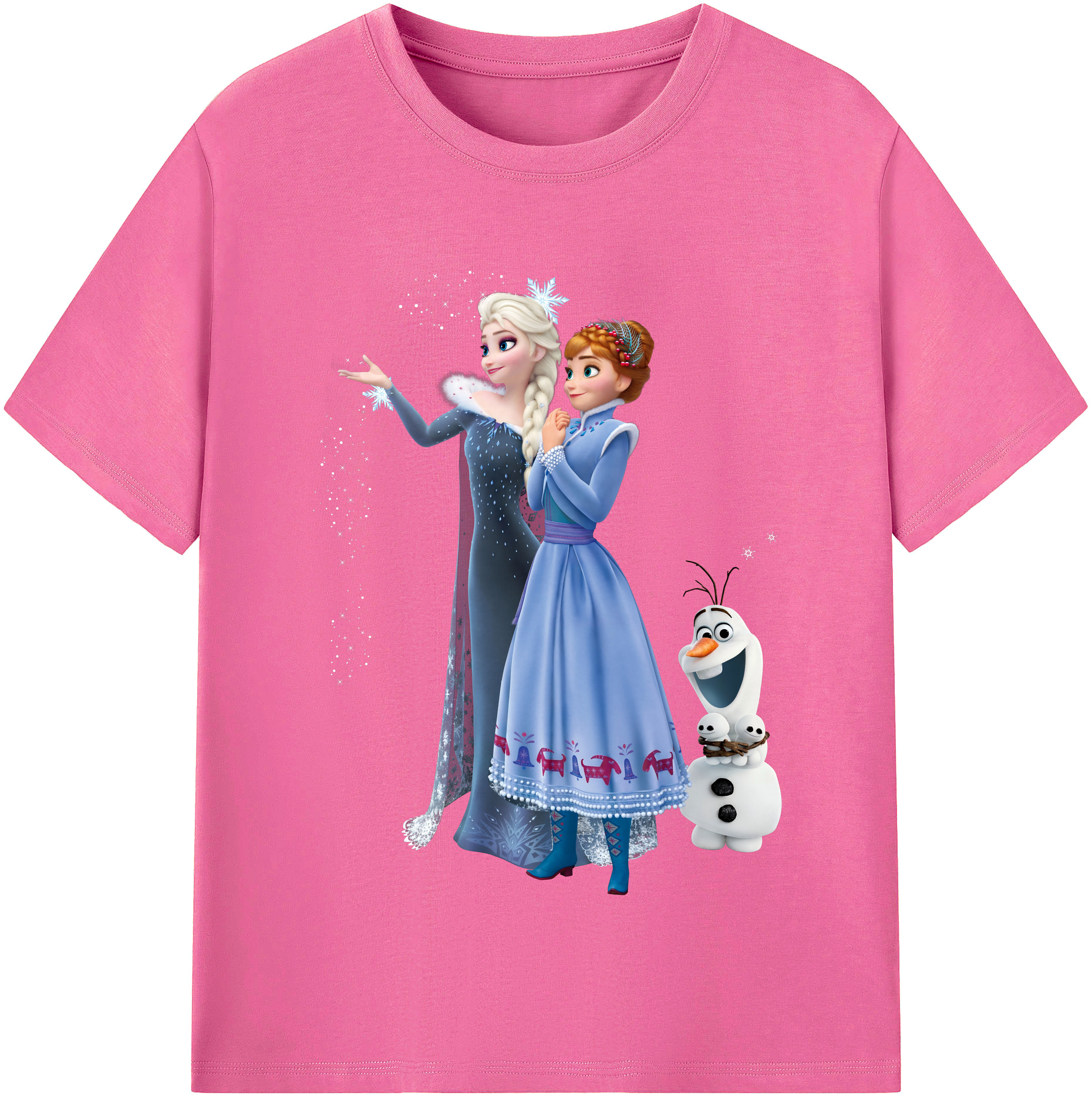 （画像用） アナと雪の女王 アンナ エルサ Frozen Anna Elsa レディースカジュアルプリントTシャツ（綿100％）